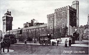 Old photo of south of Cardiff Castle