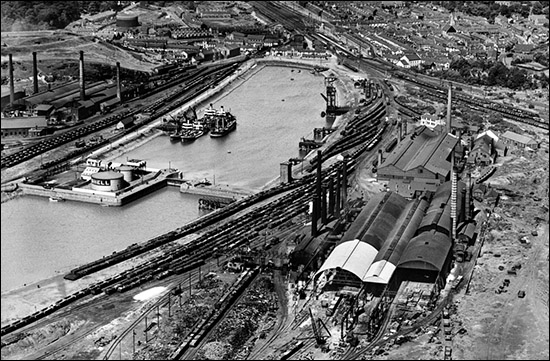 Aerial photo of Briton Ferry dock in 1934