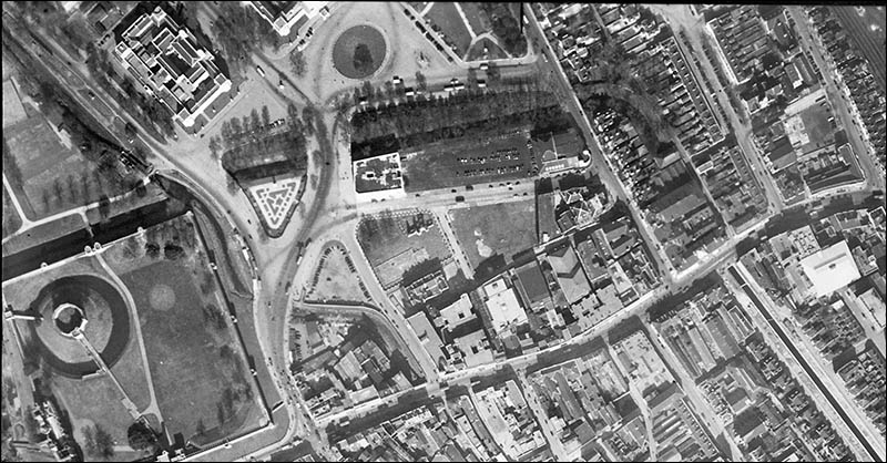 1948 aerial photo showing feeder canal at Park Place