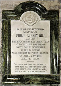 Photo of memorial to Philip Aubrey Hill