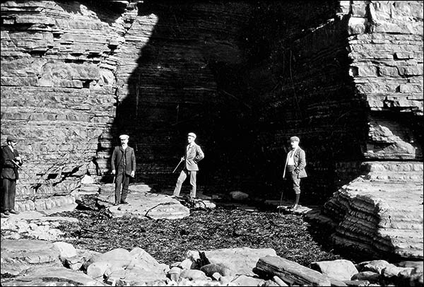 Old photo of Twll Twrw or Monk's Cave