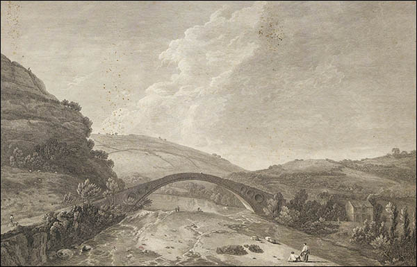 Engraving of the bridge at Pontypridd Engraving of the bridge at Pontypridd