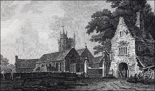 Engraving of St Mary's Church, Usk