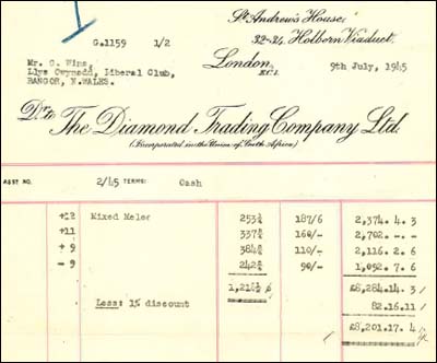 Invoice for diamonds
