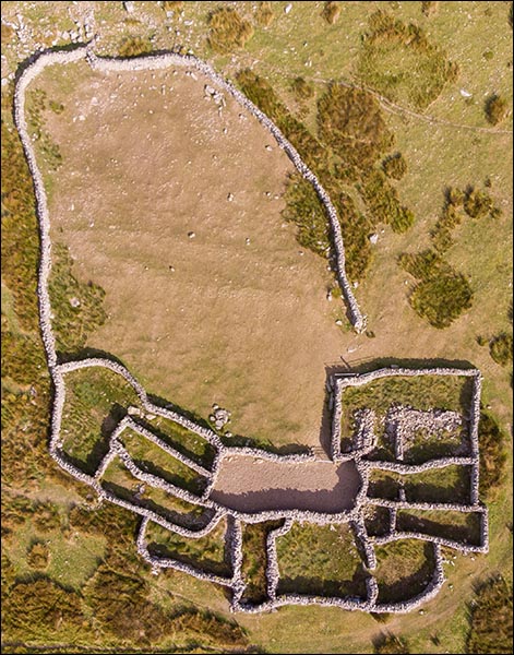 Aerial photo of Buarth Ro-Wen sheepfold