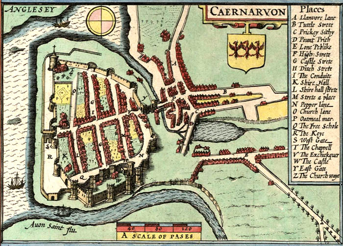 Copy of 1610 map of Caernarfon by John Speed