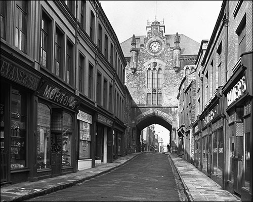Old photo of East Gate, Caernarfon