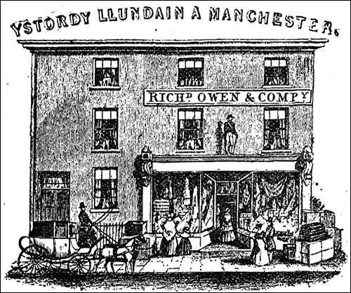 Drawing of frontage of Nelson Emporium, Caernarfon