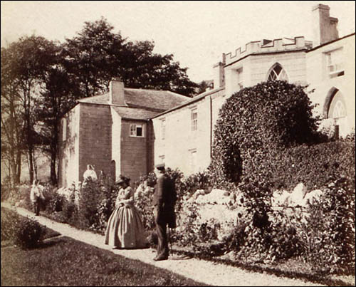 Photo of terrace of Capel Curig Inn c.1860