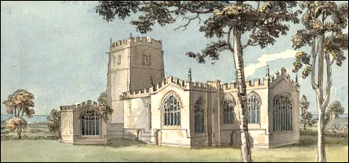Drawing of Clynnog Fawr in 18th century