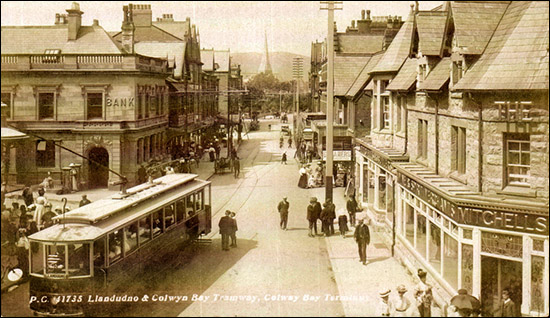 Old photo of tram terminus near Station Road