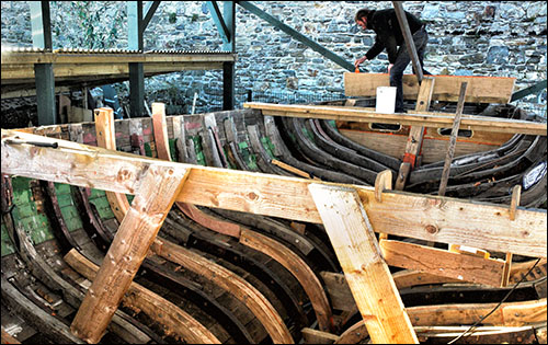 Photo of Helen Nobby boat being restored in Conwy