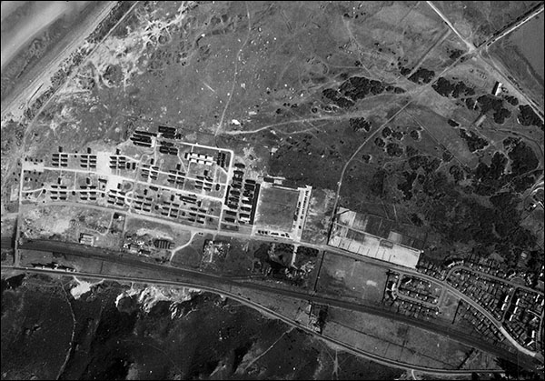 Aerial photo of Conwy army camp in 1945