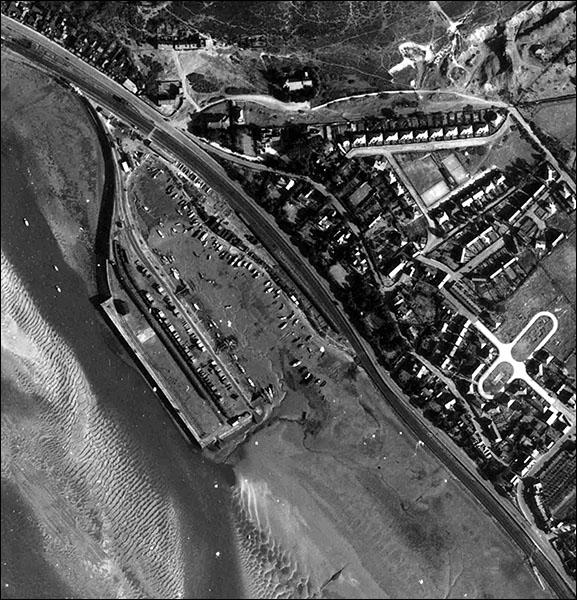 Aerial photo of Deganwy dock in 1945