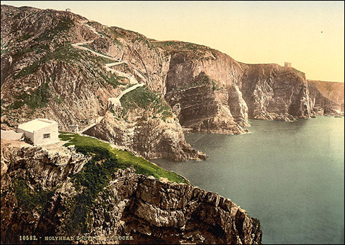 Photo of South Stack Cliffs and Ellin's Tower in the 1890s