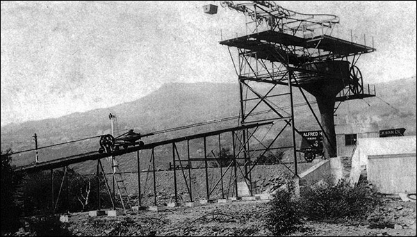 Photo of iron ore ropeway terminal near Llanberis