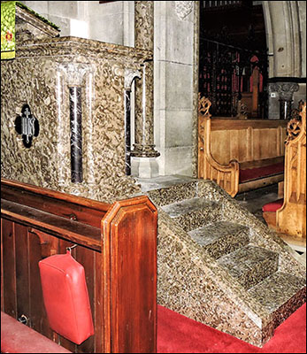 Photo of marble from Penmon at Trefnant church