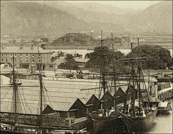 View of Porthmadog showing Ynys Towyn in centre