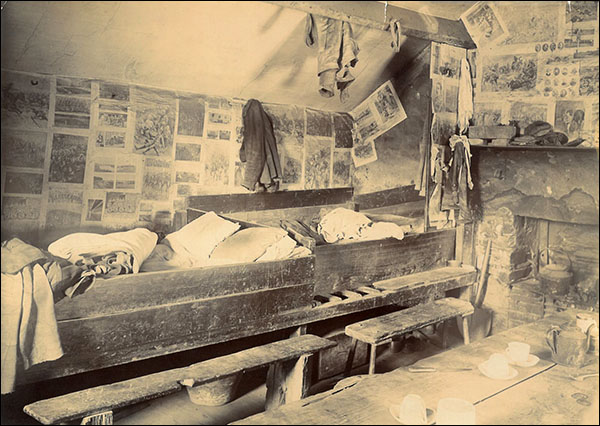 Photo of interior of barracks at Wrysgan slate quarry Photo of interior of barracks at Wrysgan slate quarry