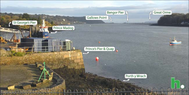 Photo of eastward view from Menai Bridge