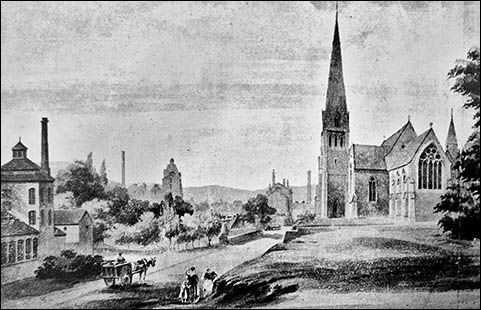 Old drawing of Island Green, Wrexham