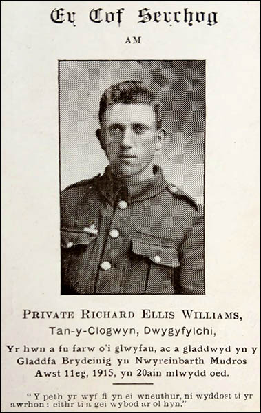 Memorial card for Richard Ellis Williams