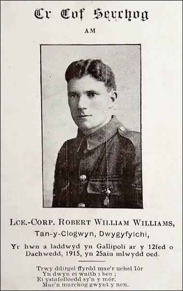Memorial card for Robert William Williams